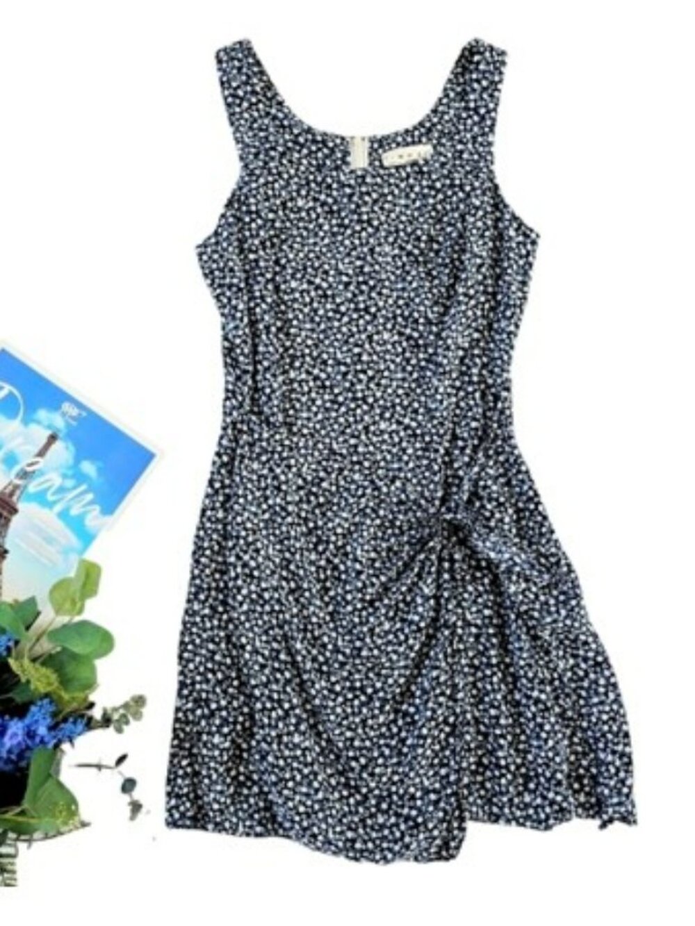 R Wear Rampage Women's Vintage Sleeveless Mini Dress Blue Dainty Floral Romantic